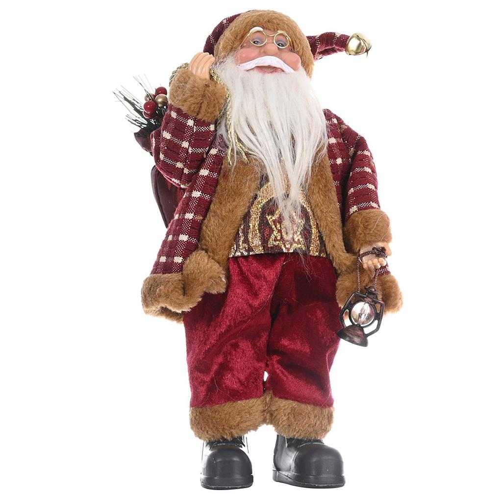 Standing Santa Claus Doll Figure Ornament for Holiday Christmas Party Home Decor