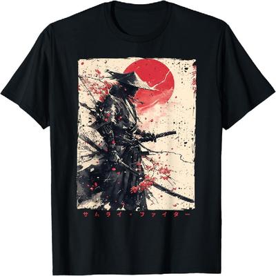 Japan Samurai Krijger Vechter Ukiyo Inkt Kunstwerk Samurai T-shirt(1)