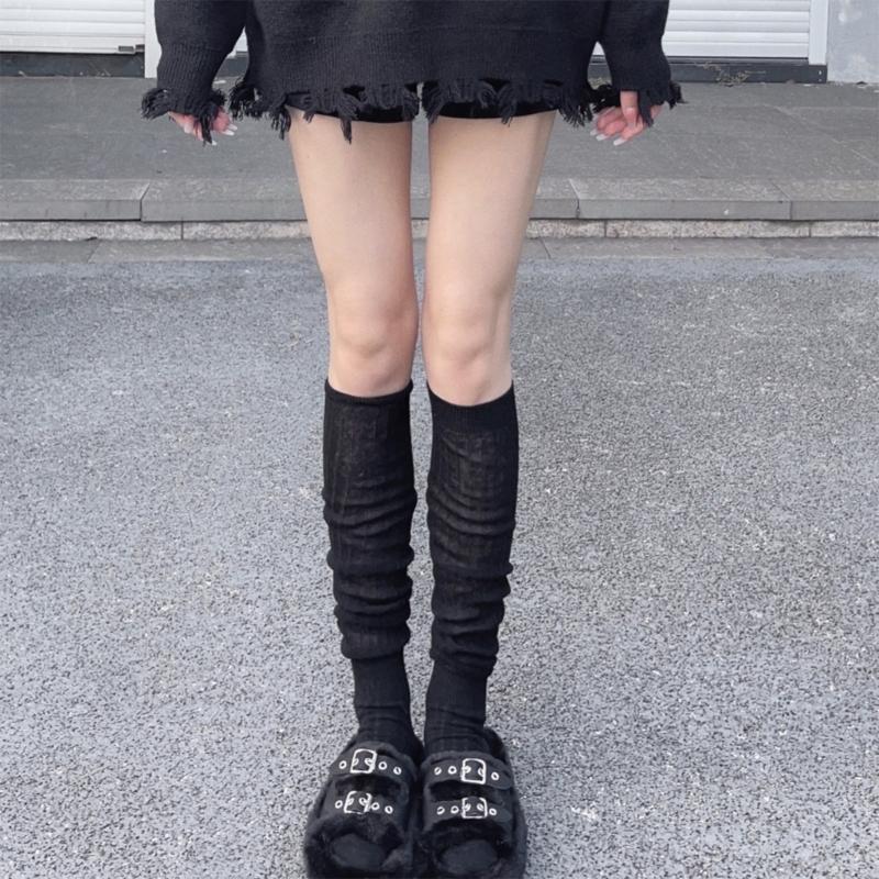 1 Paar Vier-Jahreszeiten-Stapel-Socken Damen Unifarben Stapelbare Socken Beinbekleidung Atmungsaktiv Langer Stil Kniehohe Socken
