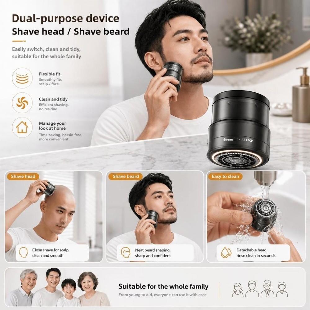 Portable Electric Hair Clipper Rechargeable Hair Trimmer Rotary Bald Head Shaver Hair Cutting