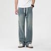 JYL The new jeans have three stripes. Men's elastic belts are wide and straight every day.