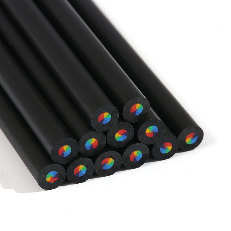 6/12Pcs Colored Black Wood Pencils Rainbow Diy Drawing Pencil For Sketching Doodling Coloring Painting Children Art Supplies