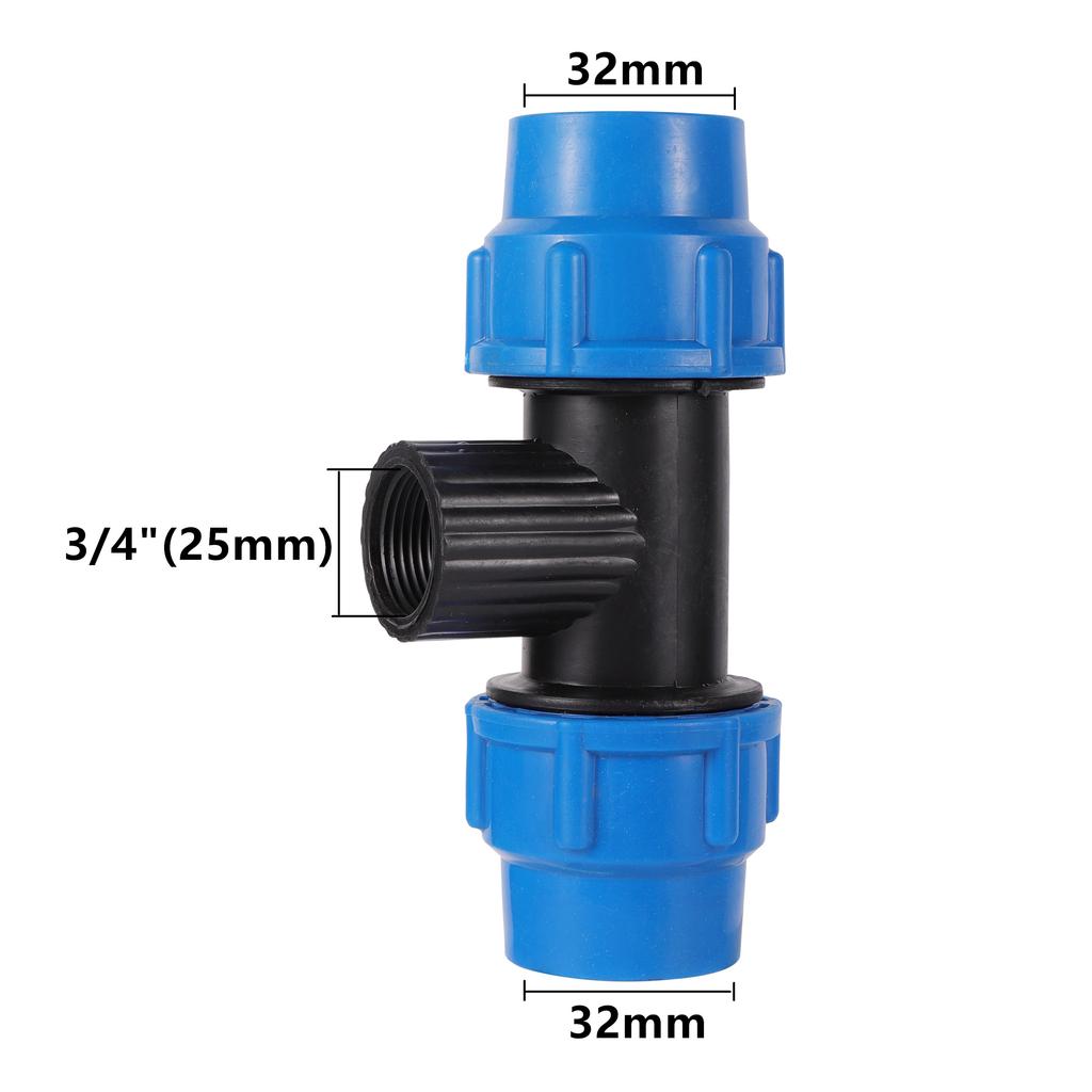 1/2" 3/4" 1" To 20mm 25mm 32mm PE Pipe Locked Tee Farmland Micro-irrigation Sprinkler Irrigation PE Pipe Quick Connection Tee
