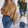 Autumn and Winter Casual Loose Solid Color Bat Sleeve Pullover Sweater