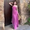 Island Vacation Feeling Polka Dot Tube Top Streamer Dress Women's Summer Temperament Birthday Dress Long Dress
