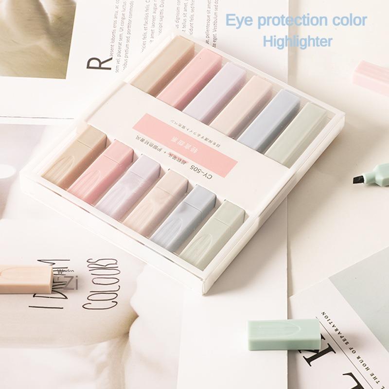 6pcs/set Pastel Color Highlighter Kawaii Stationery Color Marker School Supplies Student Marker Highlighter Japanese Stationery