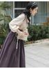 cute blouse and skirt set for top and bottoms with a bow Long Mori perfect for [LAVASEON] Mass-produced, 2-piece women. Midi-length tie. sleeves,