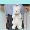 Entzücklicher weißer Plüsch-Hochlandhund Rucksackpuppe Realistisches Kuscheltier Geschenk für Kinder