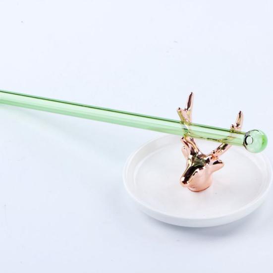 2Pcs Drinking Thickened Good Transmittance Heat Resistance Drinking Glass Creative Colorful Milk Tea Straws Daily Use