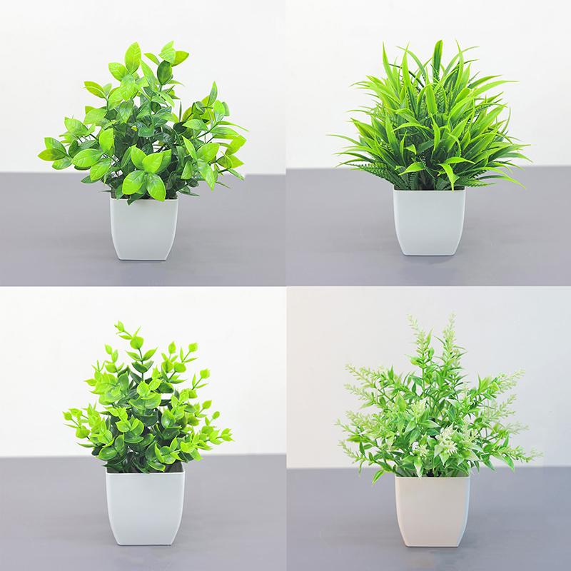Artificial Bonsai Green Fake Plant Eucalyptus Flower Potted Plant For Indoor Outdoor Home Bedroom Garden Decoration Supplies