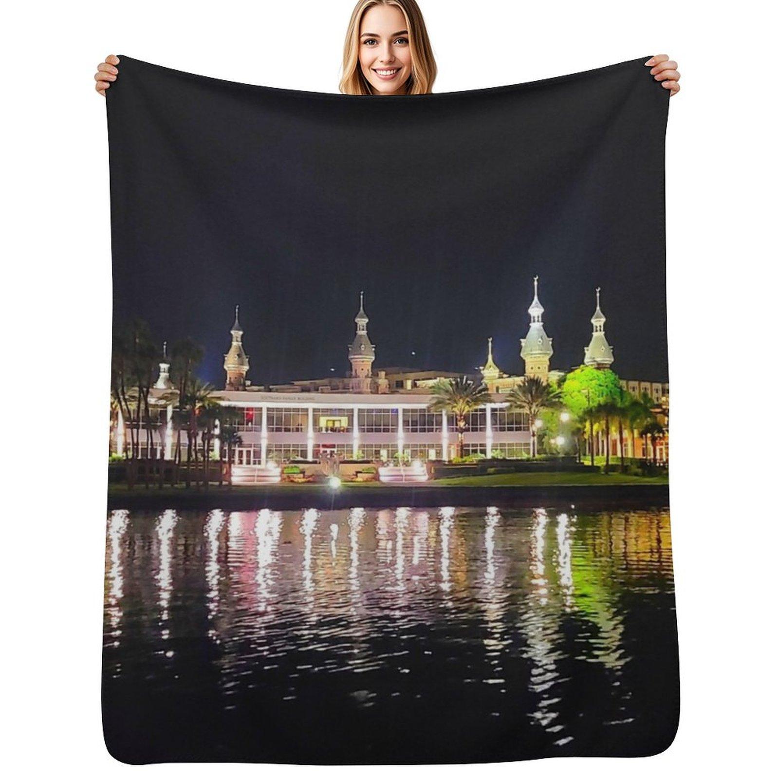 

City Of Tampa Riverwalk And The University of Tampa Throw Blanket Soft Cozy Blanket for Pet Kids Adults 102x76cm(40x30in)