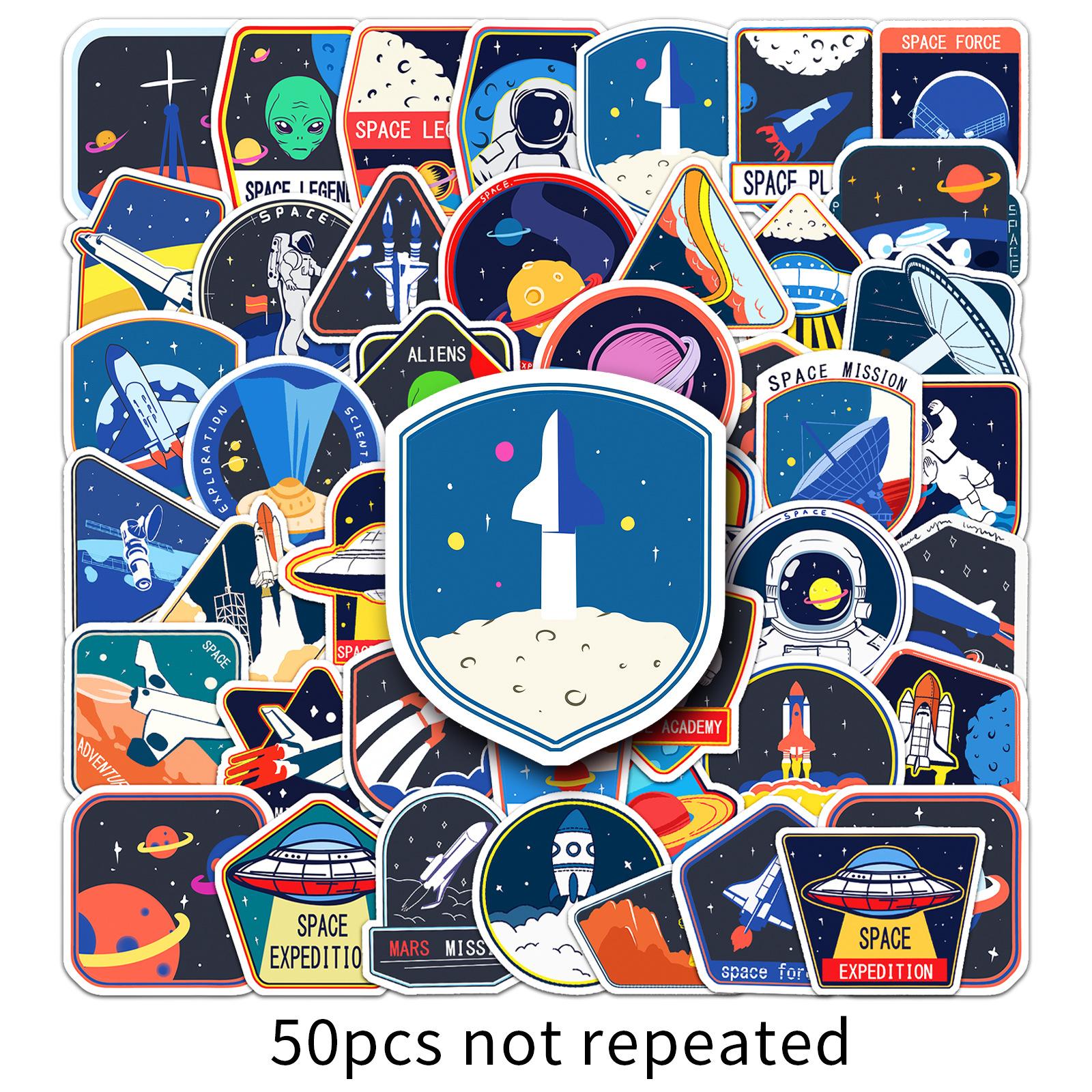 

50 Pictures of Astronaut Doodles Personalized Creative Hand-painted Space DIY Mobile Phone Suitcase Stickers Waterproof