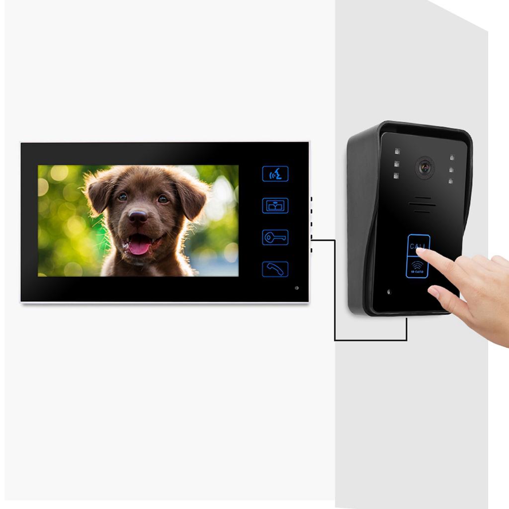 7in TFT Wired Video Door Phone Doorbell Intercom System Touch Key IR Night Vision