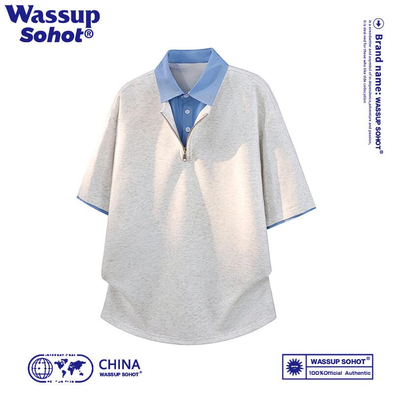 Wassup Sohot Men s Faux Two-Piece Polo T-Shirt 4XL