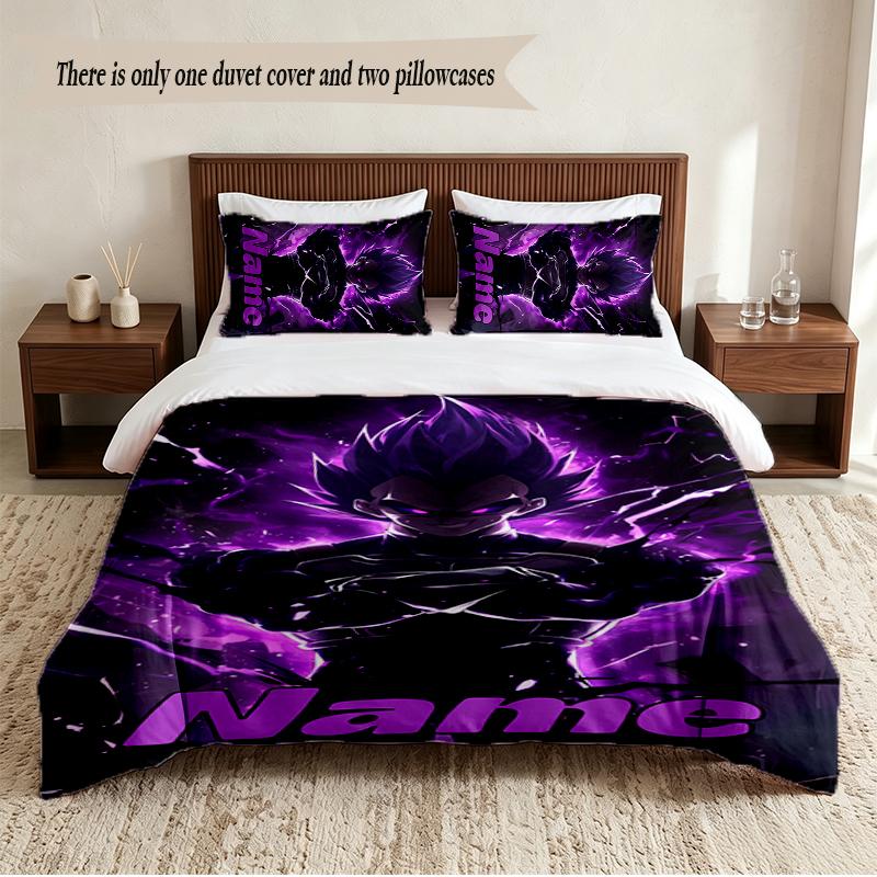 Set Biancheria da Letto Personalizzato con Nome Vegeta 3 Pezzi Morbido Set Copripiumino Per Camera da Letto Decorazione Casa