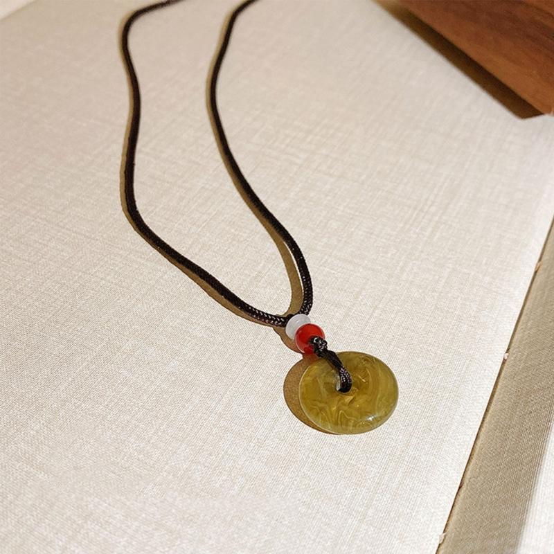 Jade Beads Safety Buckle Camellia Flower Necklace Female Temperament Long Rope Collarbone Chain Adjustable Chain Jewelry