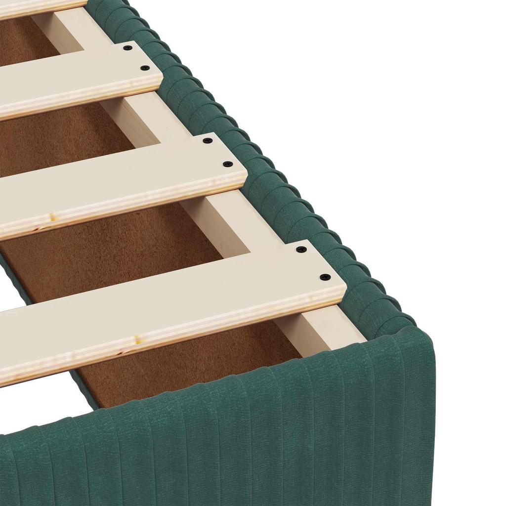 LED Box Spring Bed with Mattress Dark Green 90 x 190 cm Velvet