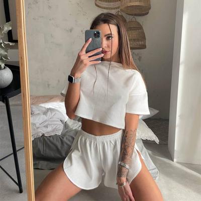 Summer Casual Suit Women'S T-Shirt Round Neck Short Sleeved Top Shorts Sexy Two-Piece Set For Women