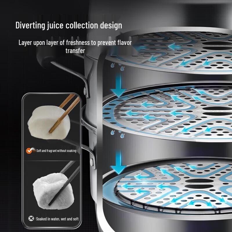 SUPOR 28cm 3-Layer 304 Stainless Steel Steamer Pot