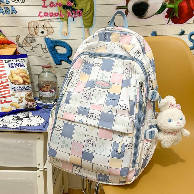 Schoolbag Primary School Students Children Plaid Junior High School Students High School Students