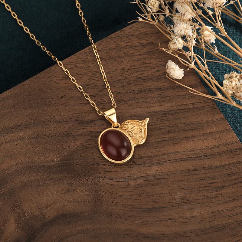 

Этнический стиль Натуральный халцедон Кулон Тыква Ожерелье