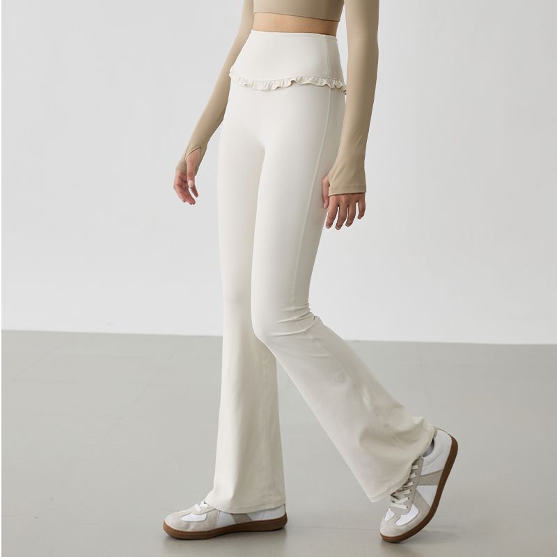 

Mitaogirl Kendall Frill Micro-Pull Yoga Pants Women New Fake Two-Piece Trumpet pants Sports Fitness Pants Albumin M([Recommended 50.00 kg-57.50 kg]])