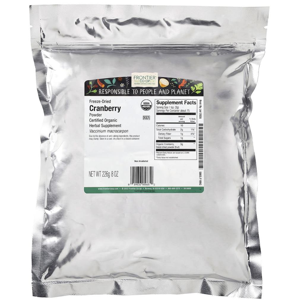 Frontier Co-op Organic Freeze-Dried Cranberry Powder, 8 Oz (226 G)