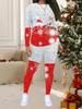 Women's Christmas Print 2-Piece Outfit: Long Sleeve Crew Neck Top & Pants, Holiday Limited Casual Party Gift Suit