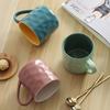 Contrasting colors ins wind Nordic ceramic mug with lid and spoon Creative household water cup Simple coffee cup Stone pattern