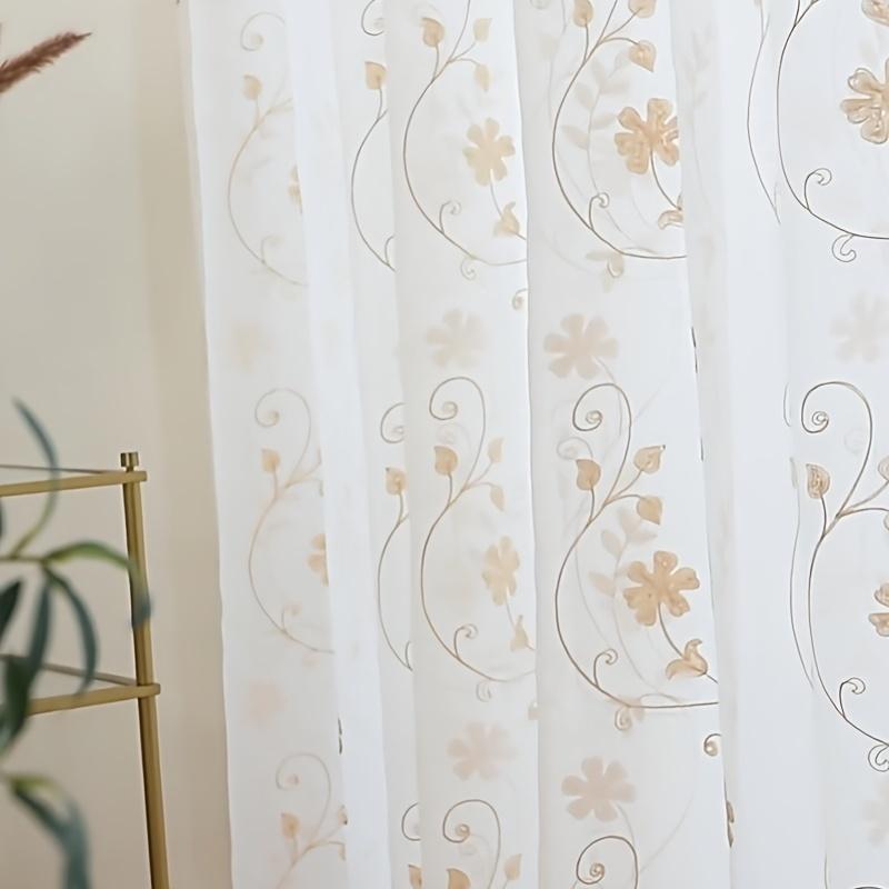2 шт. Нордические прозрачные шторы с цветочной вышивкой, Занавески для гостиной, спальни, балкона, Современные японские оконные шторы 130cmx265cm&Hook