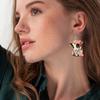 Einzigartige Brillen Kuh mit Blumenkranz Acryl Ohrringe für Frauen Mädchen, Frühling Sommer Y2K Stil Girlanden Creolen, Damenmode Drapierohrringe