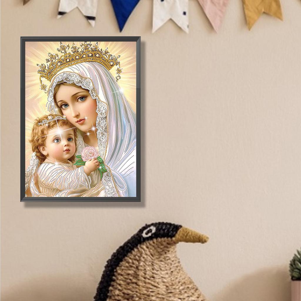 Virgin Mary Partial DIY 5D Special Shaped Drill Diamond Art Kits for Adults/Beginners Gift Idea Home Decor 11.81x15.75in