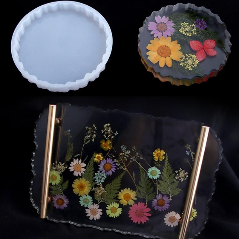 Silicone Tray Mold Epoxy Resin Coaster Mold Irregular Coaster Plate Epoxy Resin Casting Mould DIY Home Decor Gift