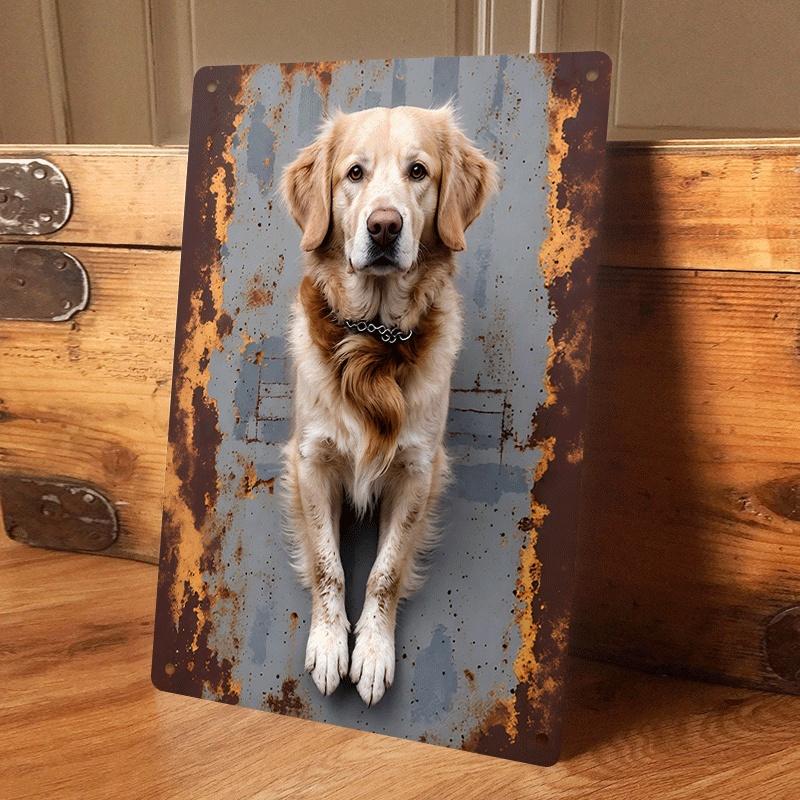 

1 Golden Retriever tin hanging plaque, vintage style pet portrait wall decoration, suitable for living room, bedroom, office, fa (as the picture,20x30cm)
