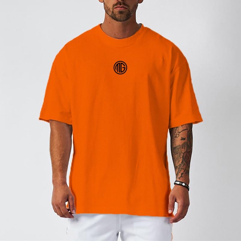 Do The Work  Oversized Mens Dropped Shoulder Bodybuilding Fitness Workout Mesh Summer Loose Quick Dry Gym Sports Printed T-shirt