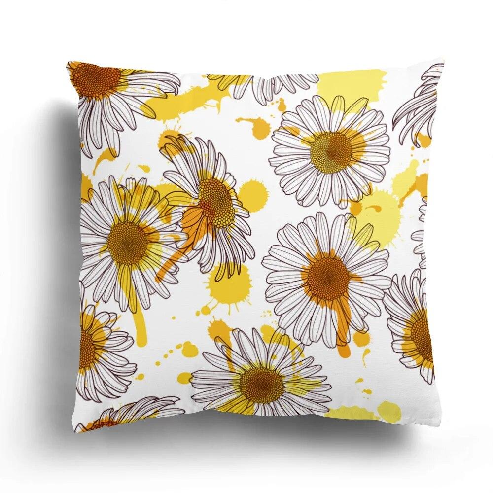 Fashion Pillowcase Cushion Cover Home Decoration Sofa Small Fresh Flower Chrysanthemum