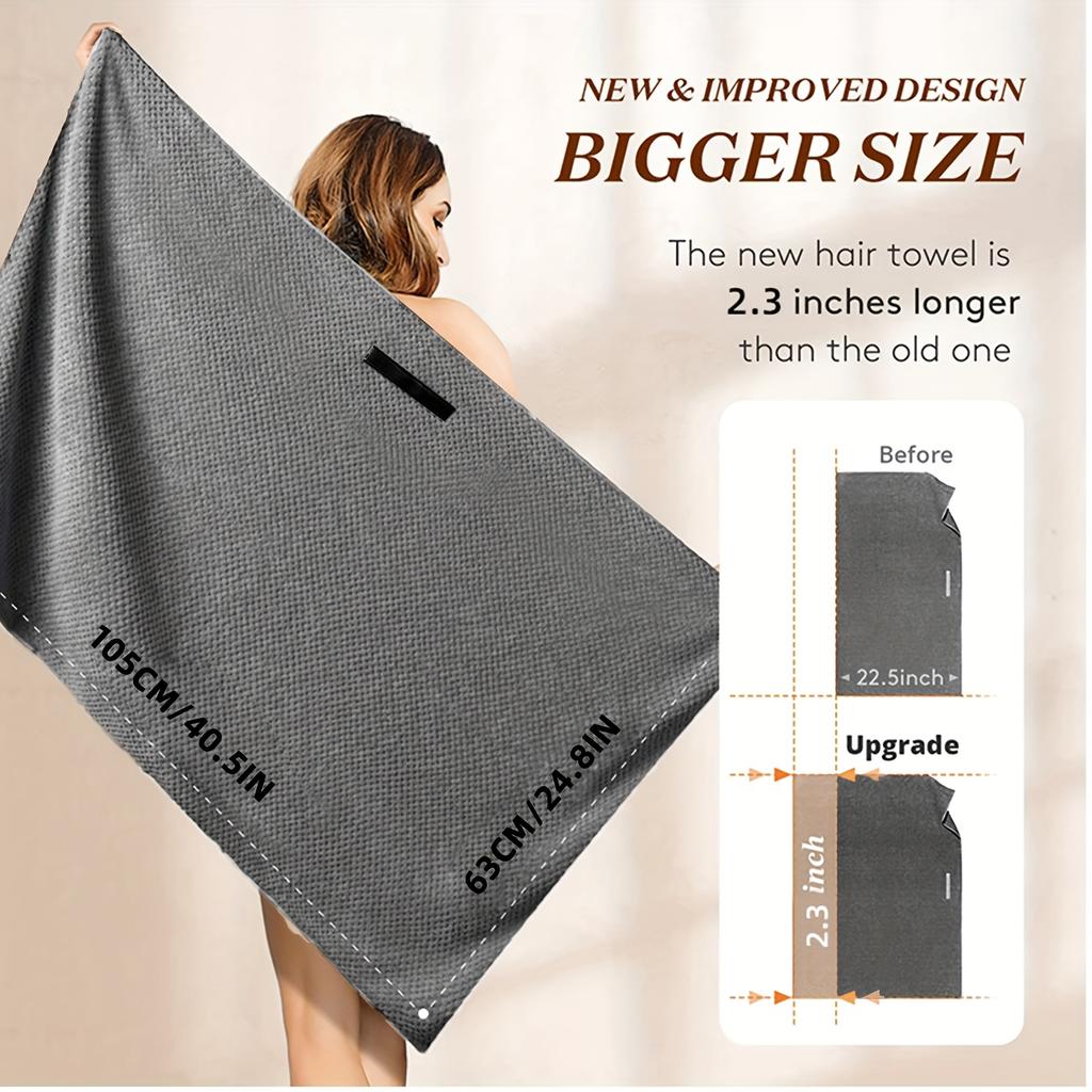 New Microfiber Hair Towel Extra Wrap Quick Dry Hair Towel Wrap With Elastic Band , Ultra Absorbent Soft Hair Towel Wrap Turban