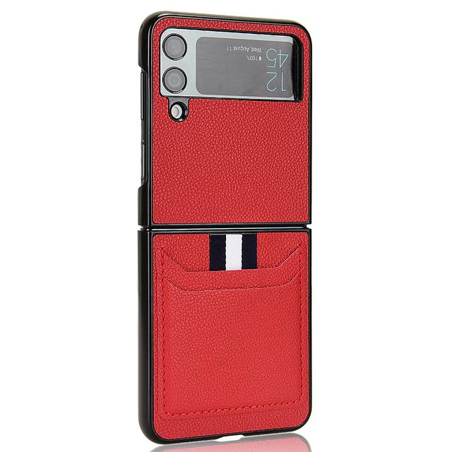 

Удобный кожаный складной чехол для Samsung Galaxy Z Flip4 5g Flip 4 Flip3 Flip 3 Zflip4, защитные чехлы без отпечатков пальцев for Samsung Z Flip 3 красный