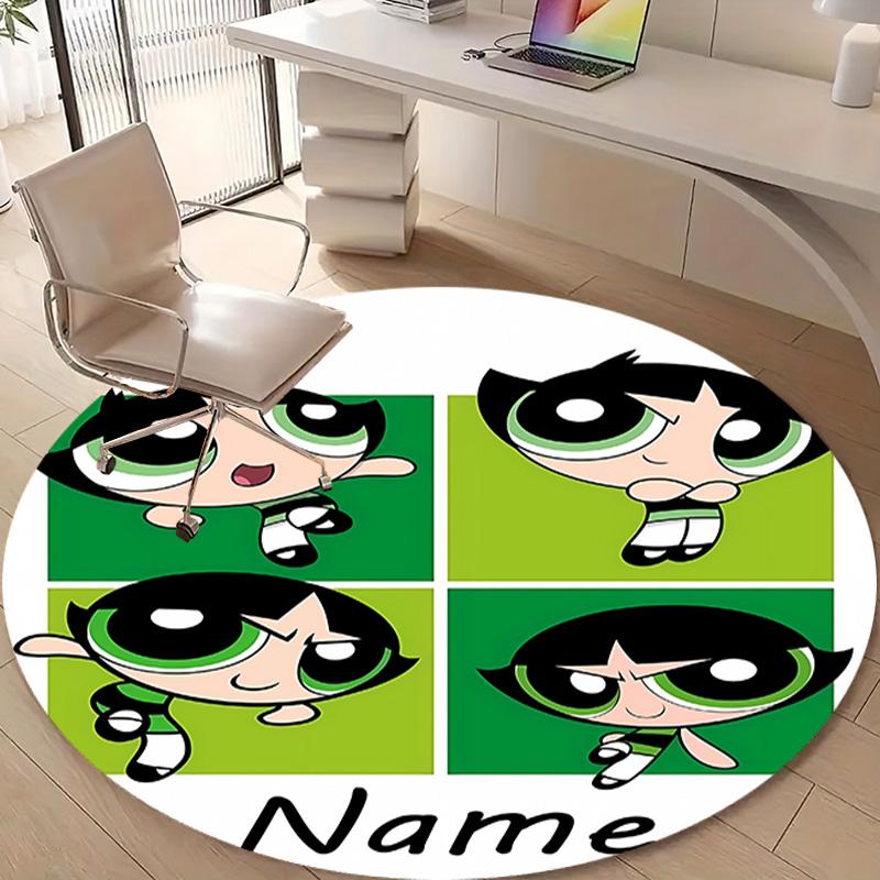 Personalized The Powerpuff Girls Round Chair Office Rug - Perfect for Mat, Office Chair & More - Ideal Gift for Birthdays and Holidays