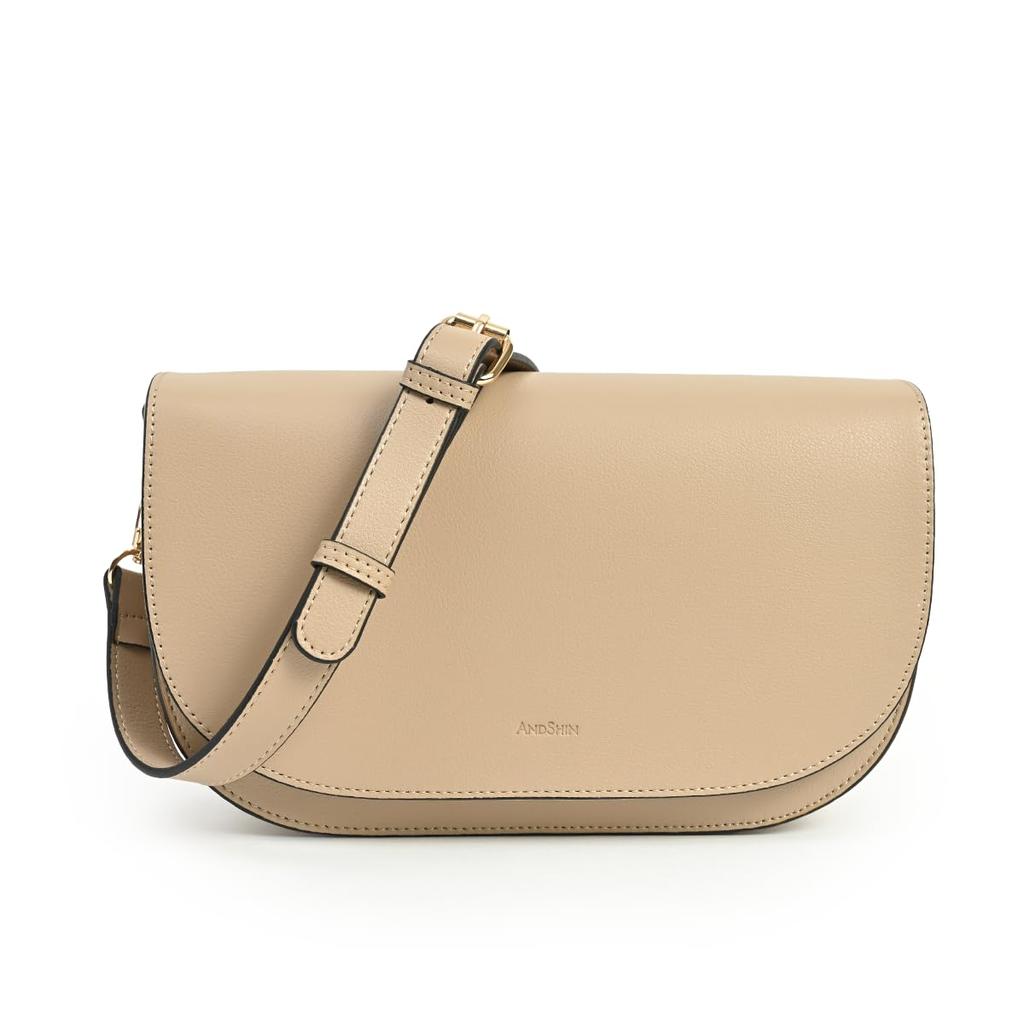 ANDSHIN Women's Shoulder Bag, Lightweight, Flap, Small, Compact, A0006 (Beige)