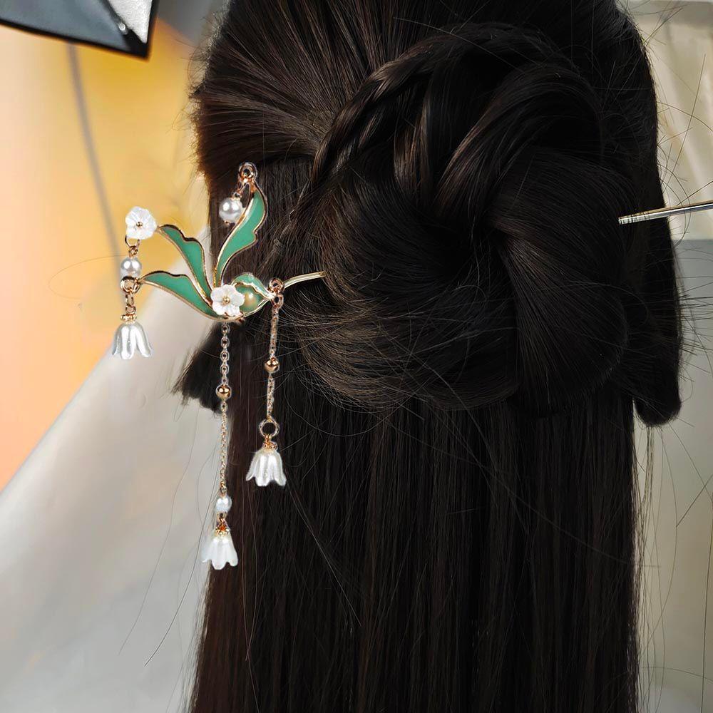

Кисточка для девочек, свадебные женские шпильки для волос, китайская вилка для волос, корейские шпильки ханьфу, заколка для волос зелёный