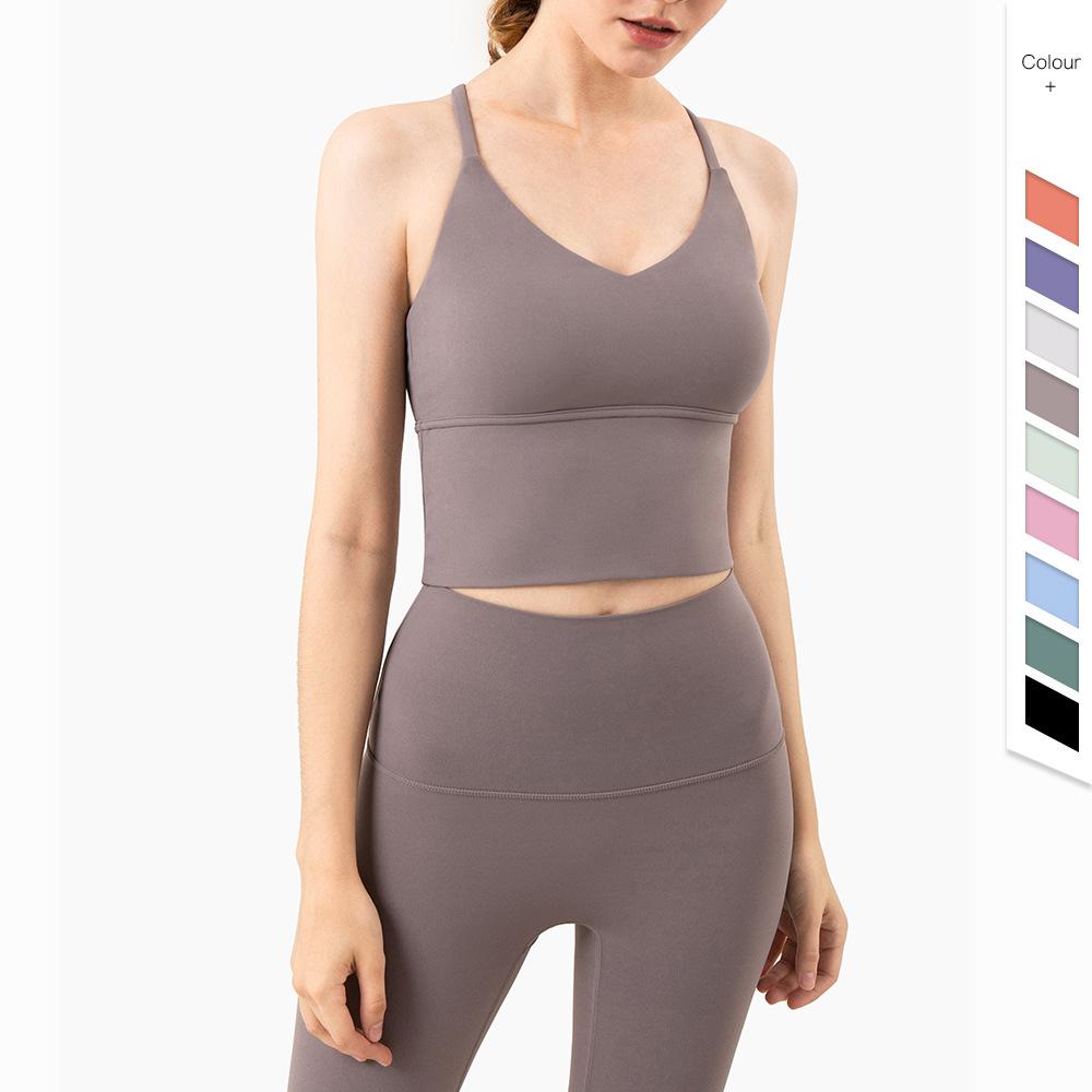Dámská letní křížená krásná záda jógová vesta prodloužená kontrola bříška sportovní podprsenka fitness tílko podprsenka jógový top