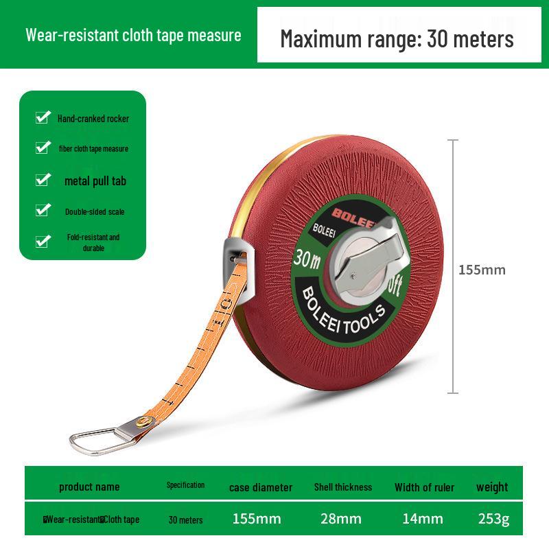 Leather Non-slip Soft Tape Measure - 20, 30, 50, 100 Meters Cloth Ruler