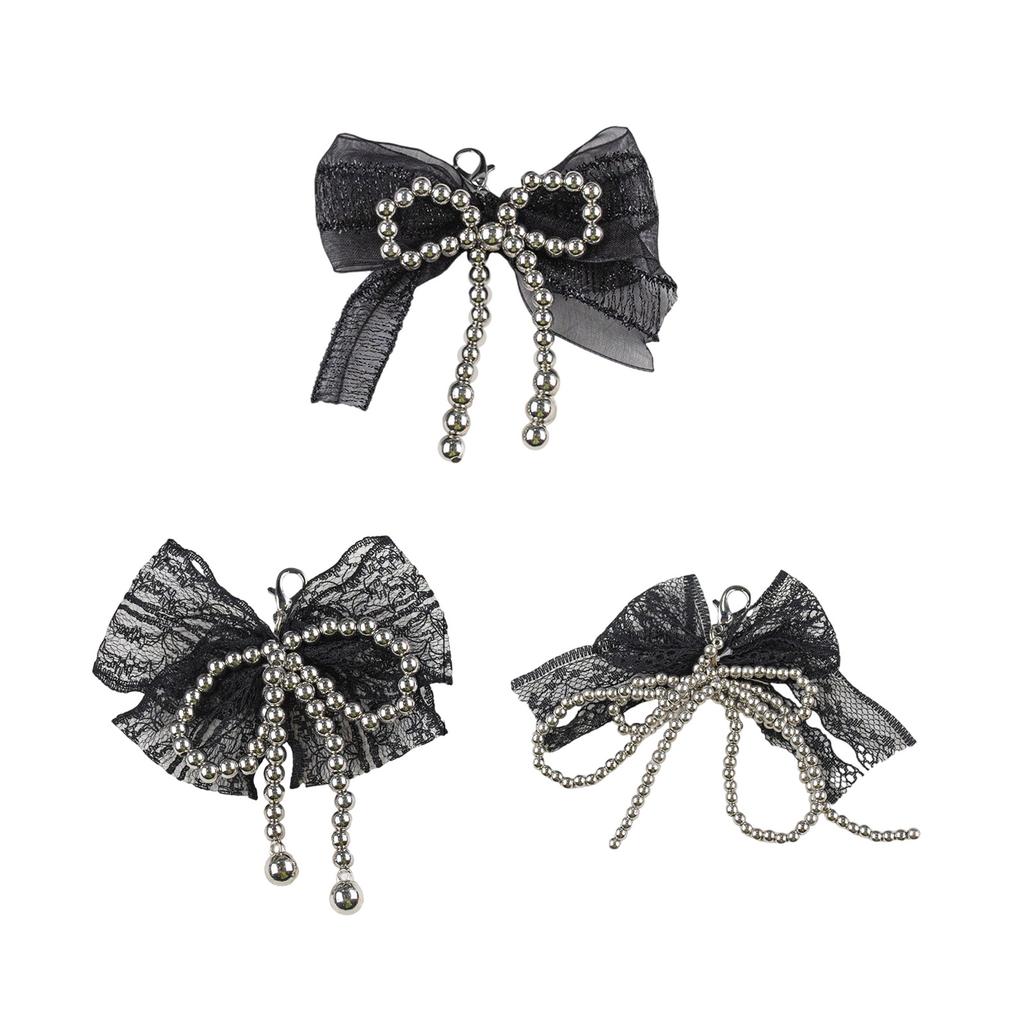 Fashionable Elegant Lace Bowknot Love Pearls Charm Keychain Craft Supplies for Women's Fashion Accessories Daily Use