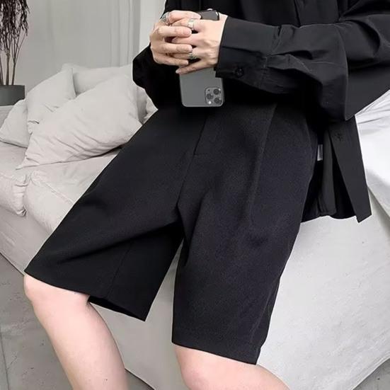 Men Shorts Button Zipper Fly Mid-rise Summer Sport Pants Wide Leg Ultra-Thin Ice Silk Fitness Short Pants