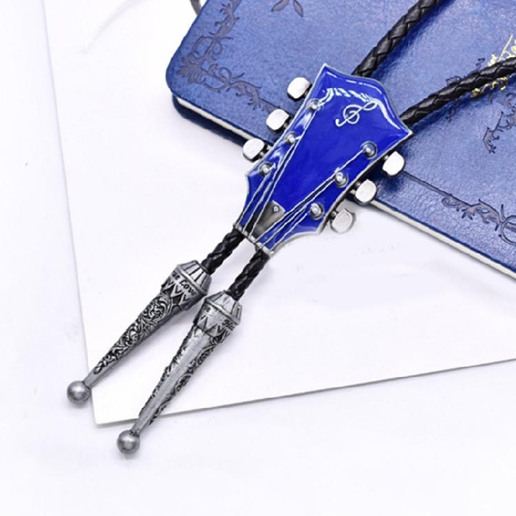 Geflochtener Schnürsenkel Gitarrenkopf Bolo Tie Geschnitzter Anhänger Cowboy Krawatte Halskette
