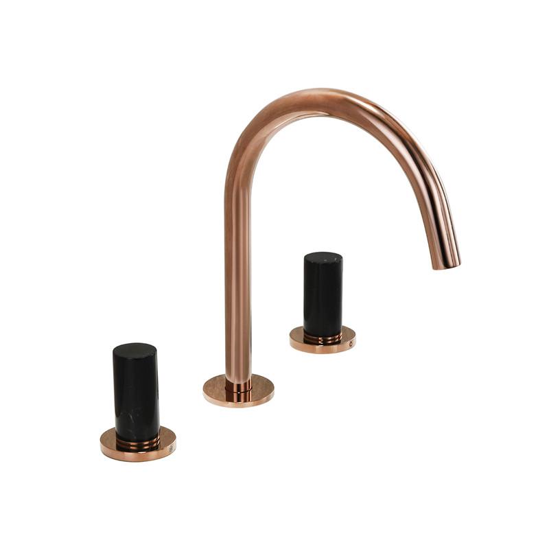 Bathroom Faucet Rose Gold and Black Widespread Basin Faucets Soild Brass Sink Mixer Hot & Cold Lavatory Crane Vessel