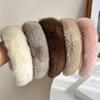 1pc 's Faux Fur Headband - Wide Plush Winter Hair Accessory with Soft Fluffy Trim, Beige/Black/Brown/Pink/Grey/White - Warm Face