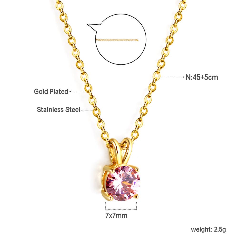 Simple Round White Diamond Pendant Necklace Elegant Versatile Collarbone Chain Jewelry For Women