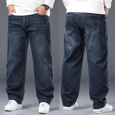 New Arrival Plus Size Men's Jeans: High-Waisted, Relaxed Straight-Leg Stretch Business Trousers